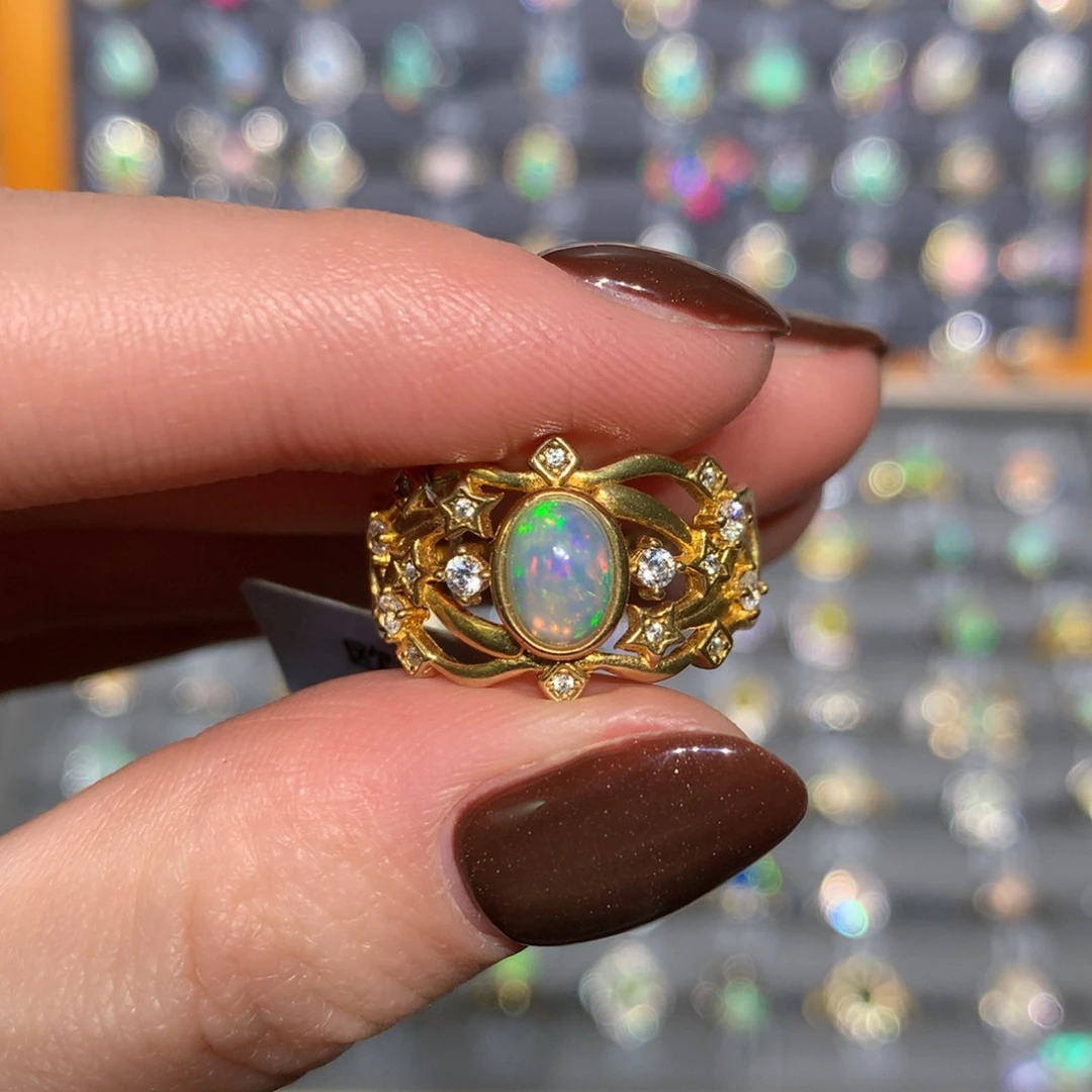 银S925镶嵌欧泊戒指t