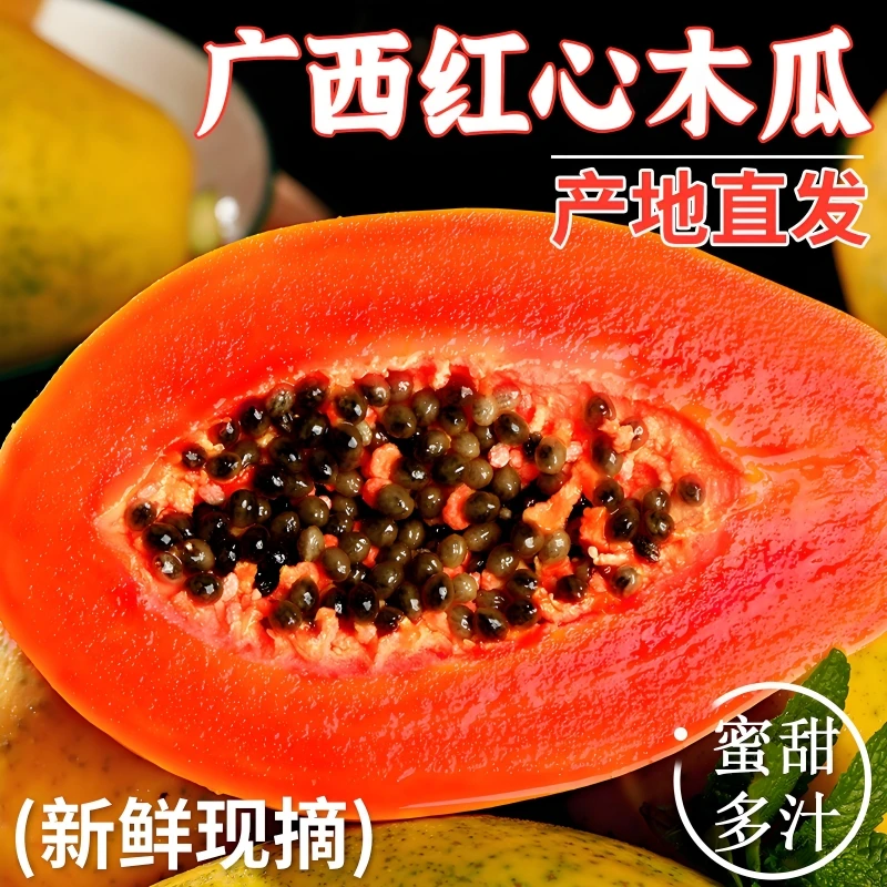当季新鲜冰糖心牛奶红心木瓜自然树上熟现摘红心水果香甜爆汁海南