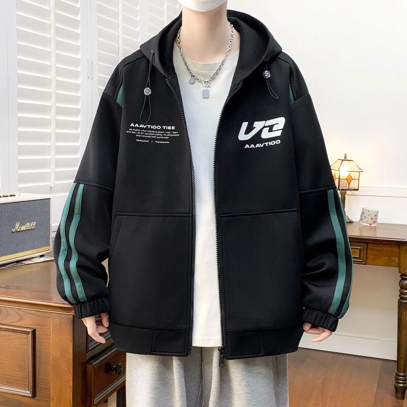 稻草人男士连帽外套男春秋新款宽松休闲夹克青少年学生潮流帅气