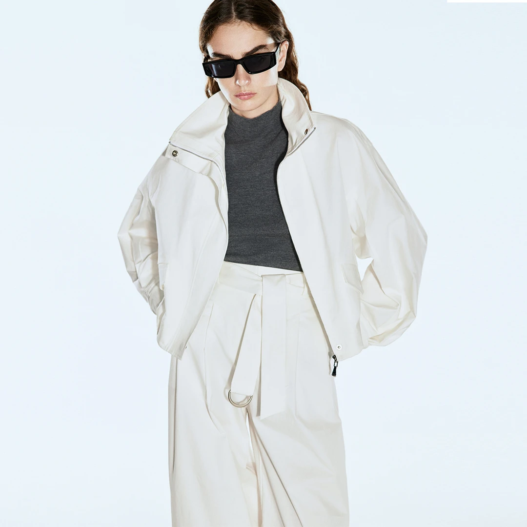 COVERINS新款宽松户外女士休闲棉感廓形立领夹克外套CC34310070