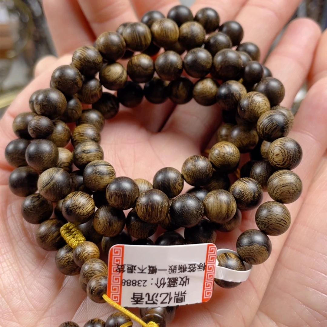 沉香手串喀****楸越南芽庄老白棋玉化老料满瘤疤虎斑纹