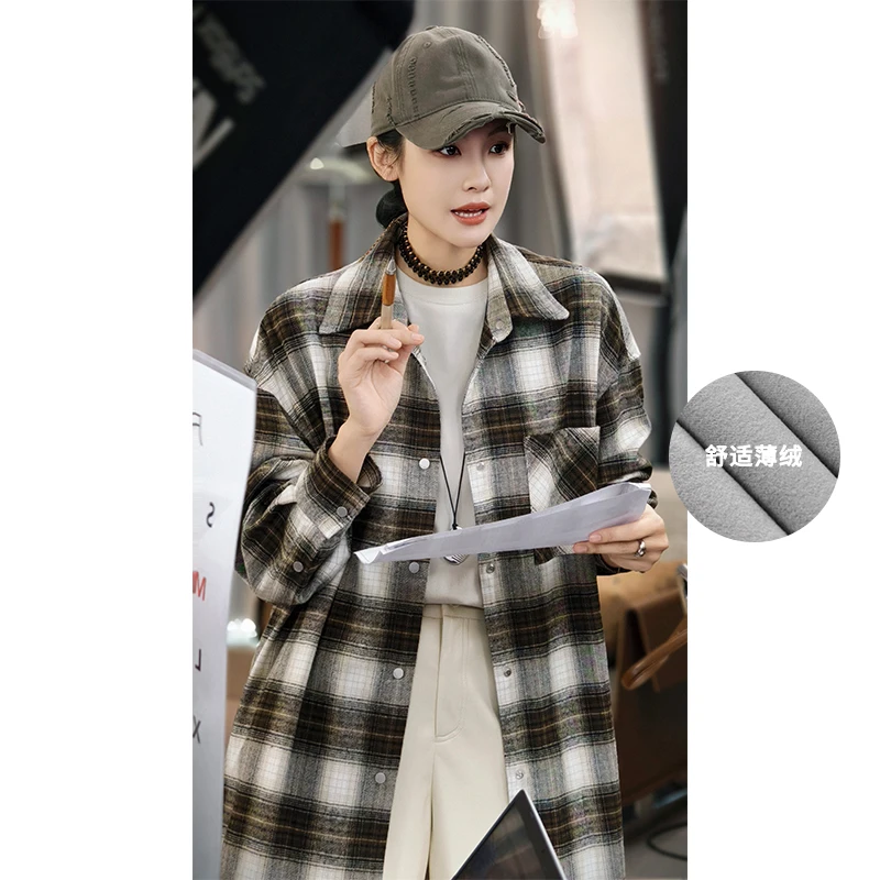 美洋MEIYANG 马克格纹二号外套 精梳棉色织_绒感保暖中长款衬衣