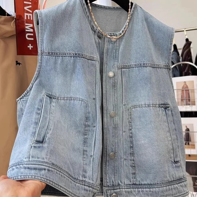 2025牛仔时尚马甲女春秋时髦洋气外穿短款背心外套无袖坎肩叠穿