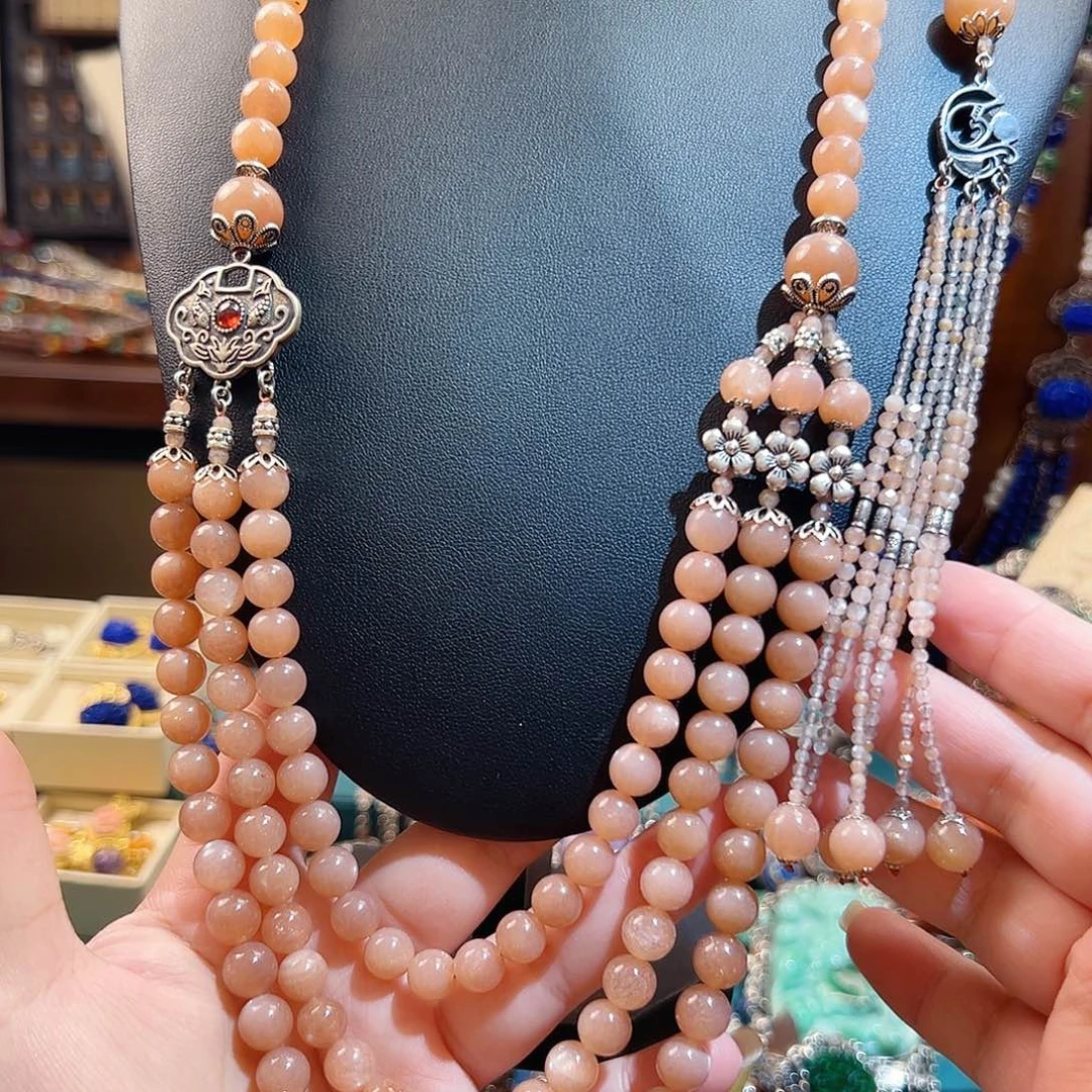 日光石颈饰未镶嵌国风