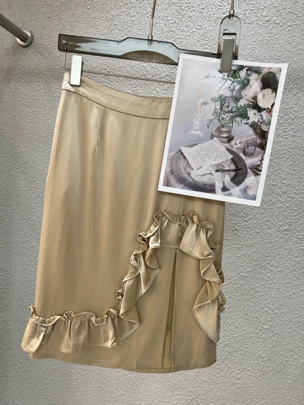 荷叶边半裙 前开