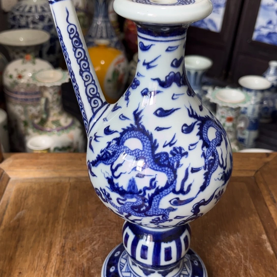 摆件青花倒流瓶瓷器精品陶瓷