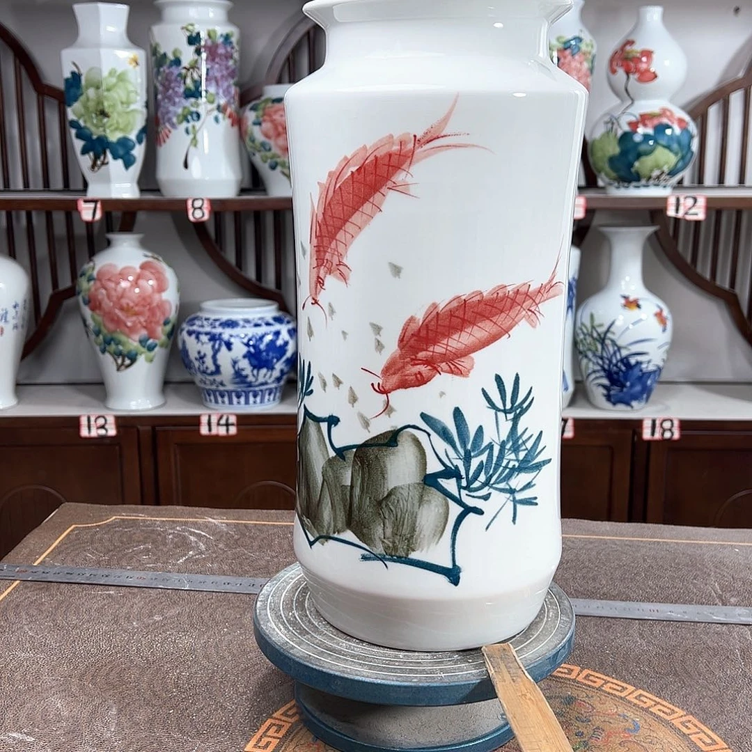 摆件景德镇陶瓷书红鱼
