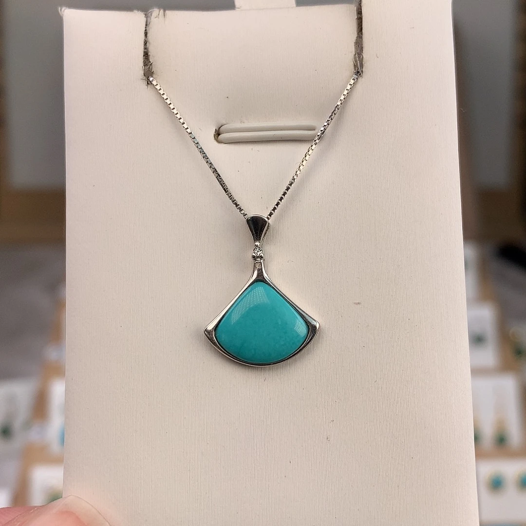 c****绿松石银S925镶嵌吊坠(不含链)