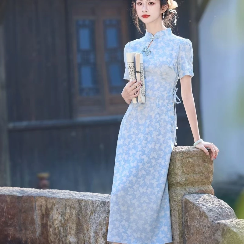 中式复古少女修身改良旗袍气质日常年轻2025夏季新款中国风连衣裙