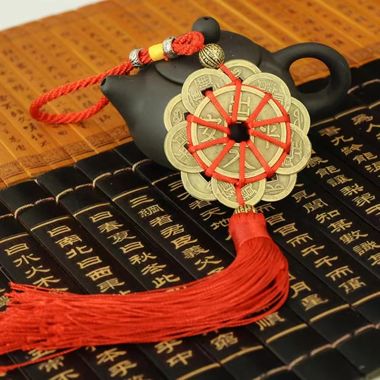 合金梅花十帝钱挂件出入平安铜钱汽车挂件车载挂饰仿古钱币挂件