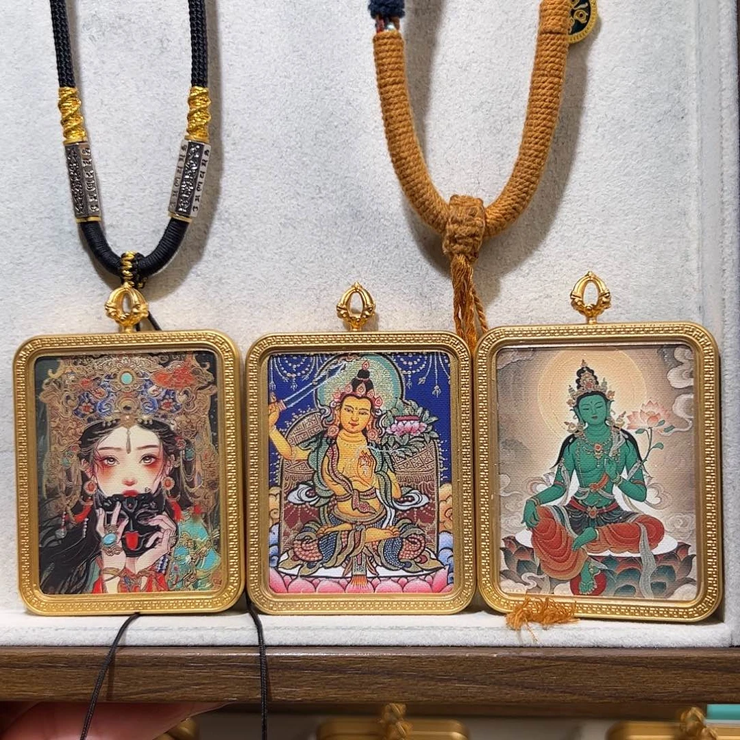 娇***娇吊坠双面定制文殊绿妈妈扎吉拉姆