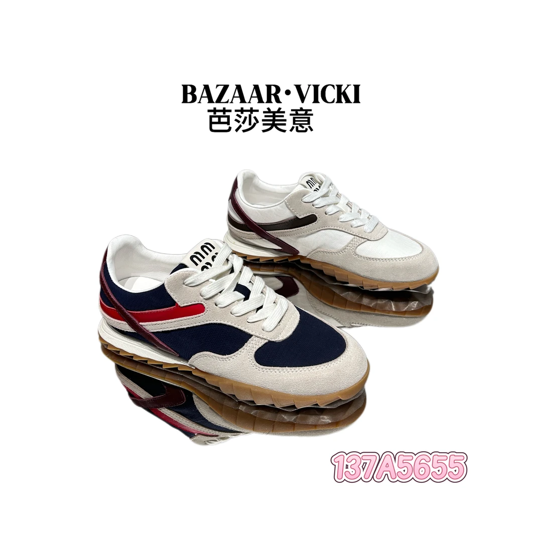 137A5655板鞋拼色图腾阿甘鞋反绒休闲板鞋潮鞋复古时尚百搭夏季