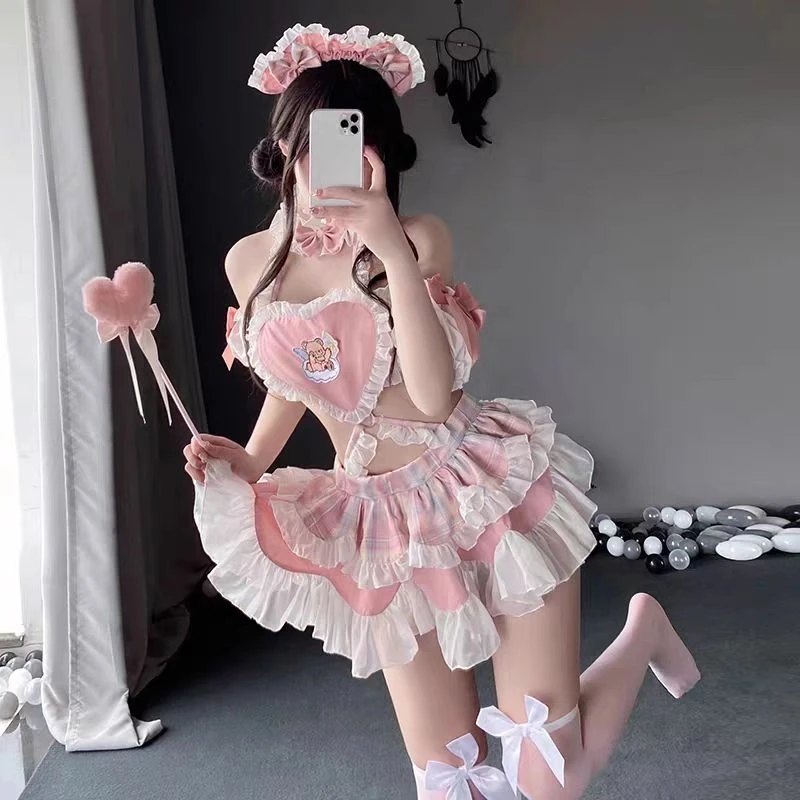 lolita洛丽塔睡裙萌萌小熊动漫情侣性感甜美软妹纯欲风显瘦战袍