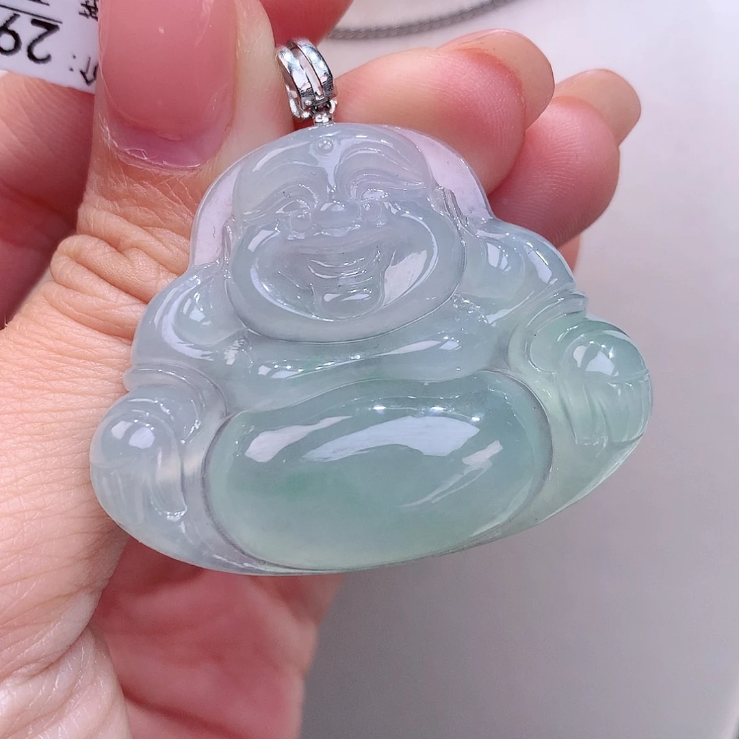 颈饰18K金镶嵌翡翠种老晴底大佛公