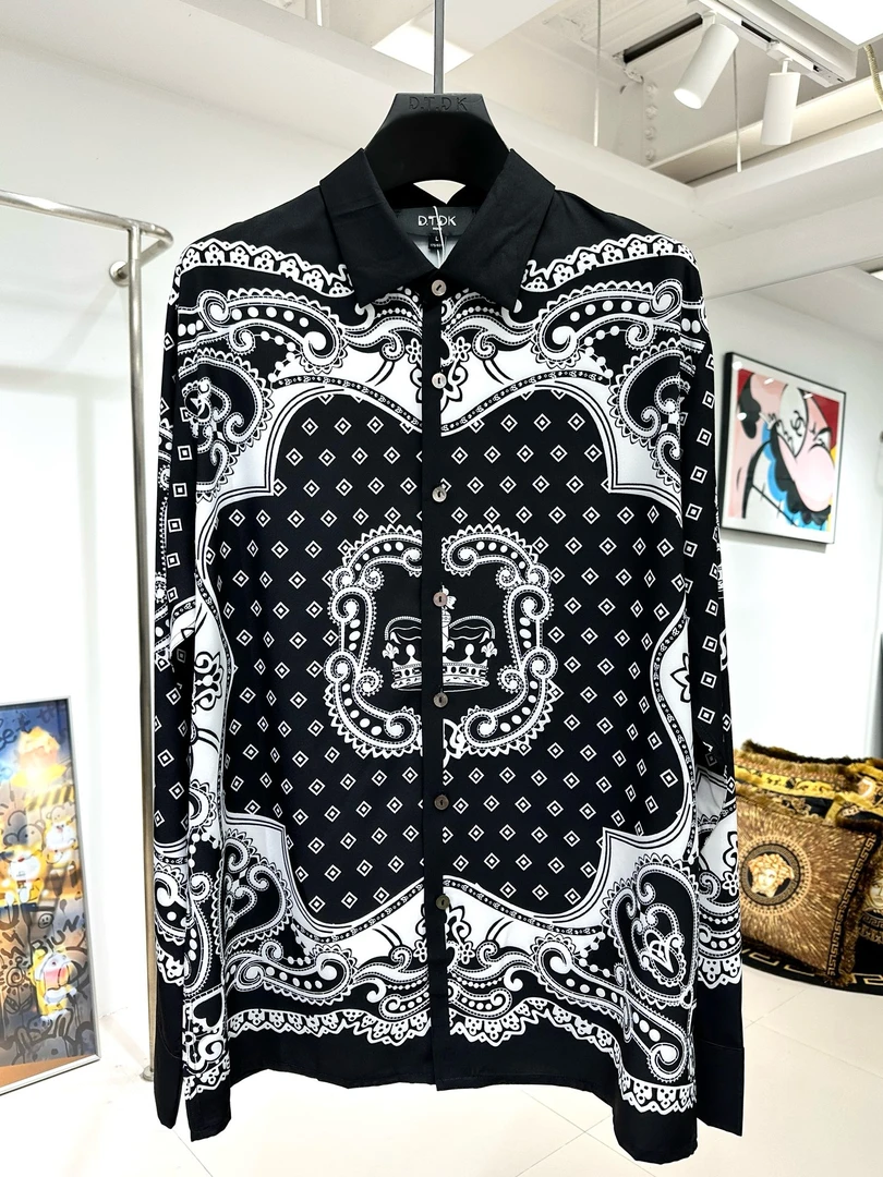 衬衫-弹力贡缎轻奢休闲网红时尚潮流帅气衬衫