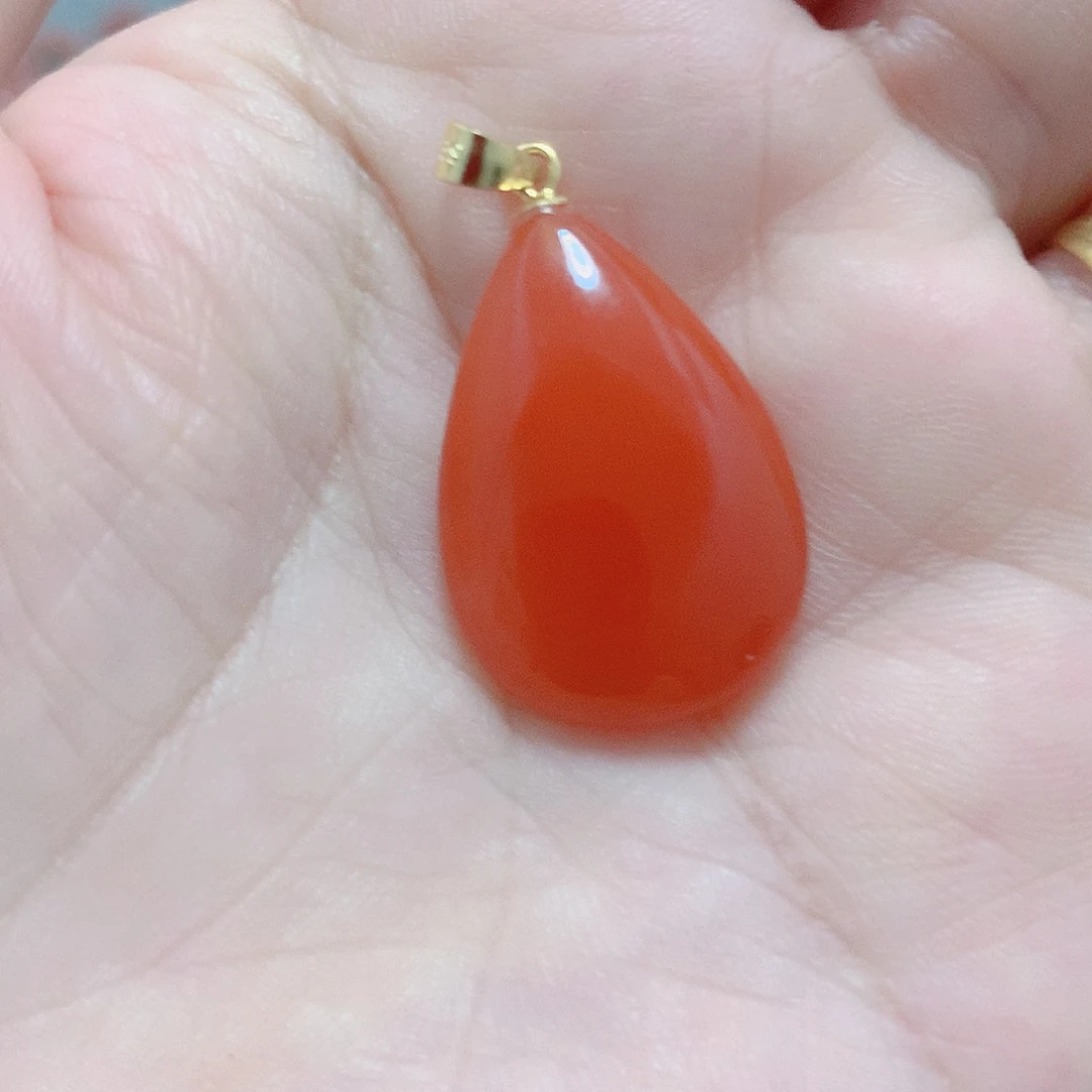 南红玛瑙银S925镶嵌吊坠(不含链)