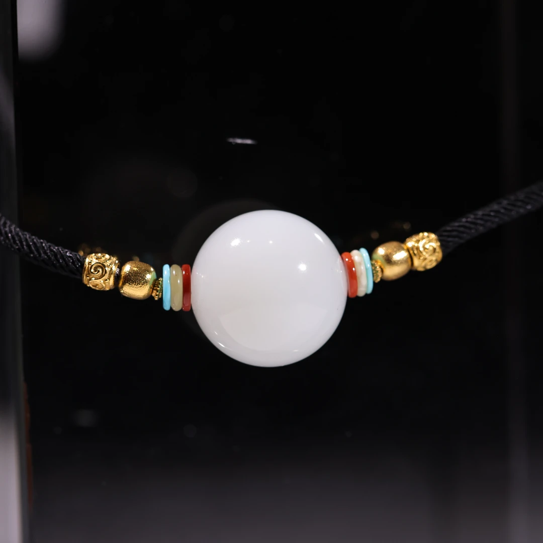【新疆马爷珠宝】白玉单珠卡20mm