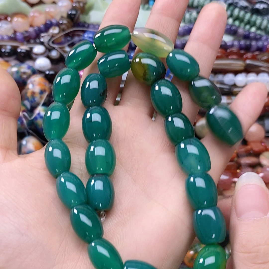 玛瑙/玉髓未镶嵌珠宝半成品玛瑙桶珠一条