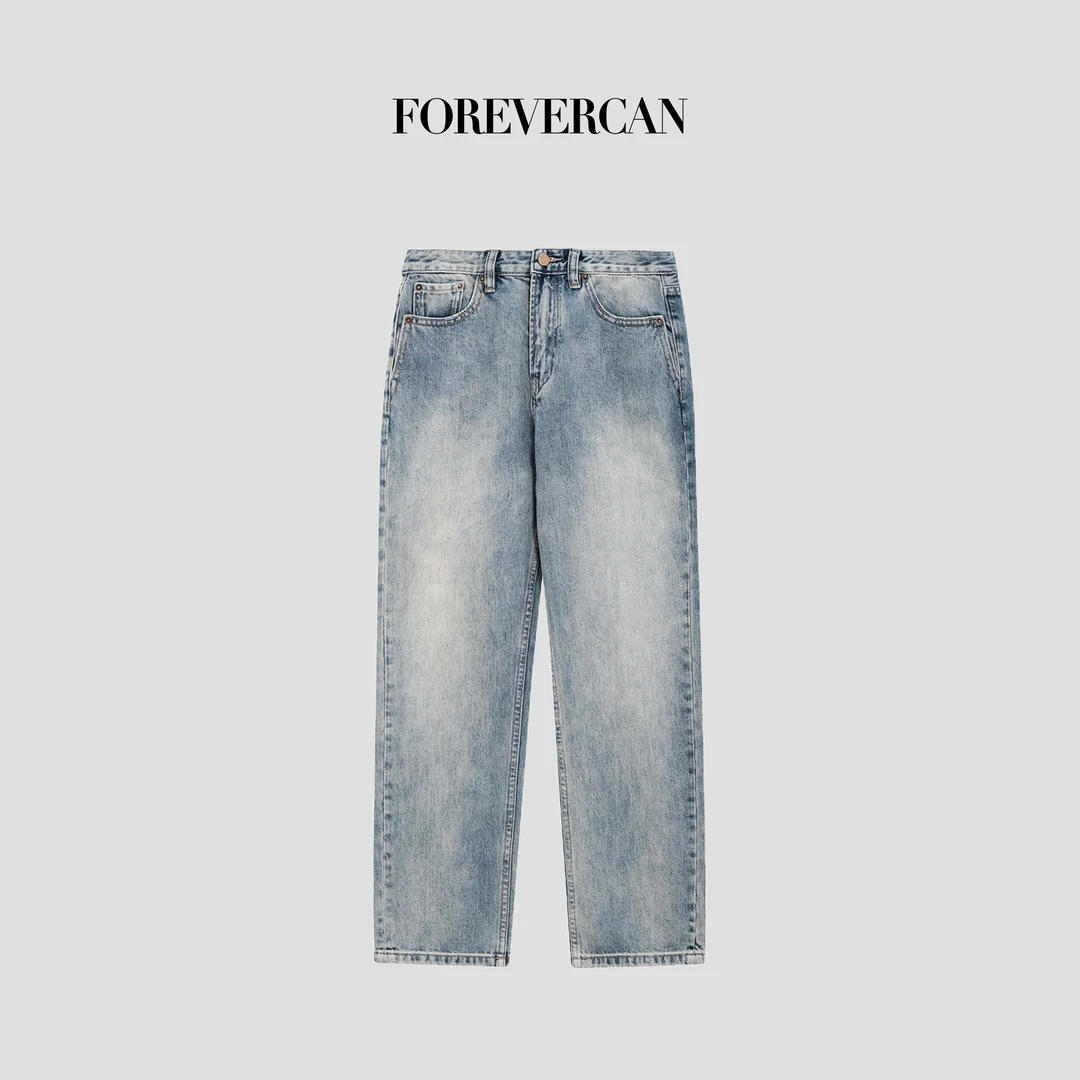 FOREVERCAN“罗西里湾”复古做旧洗水百搭小脚牛仔长裤 SP19125