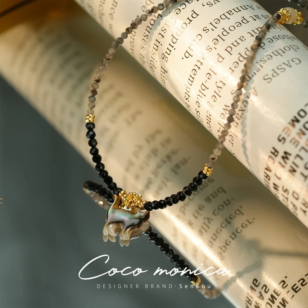 【小霞珠宝】水晶项链手工吊坠复古锁骨链串珠珠WE275