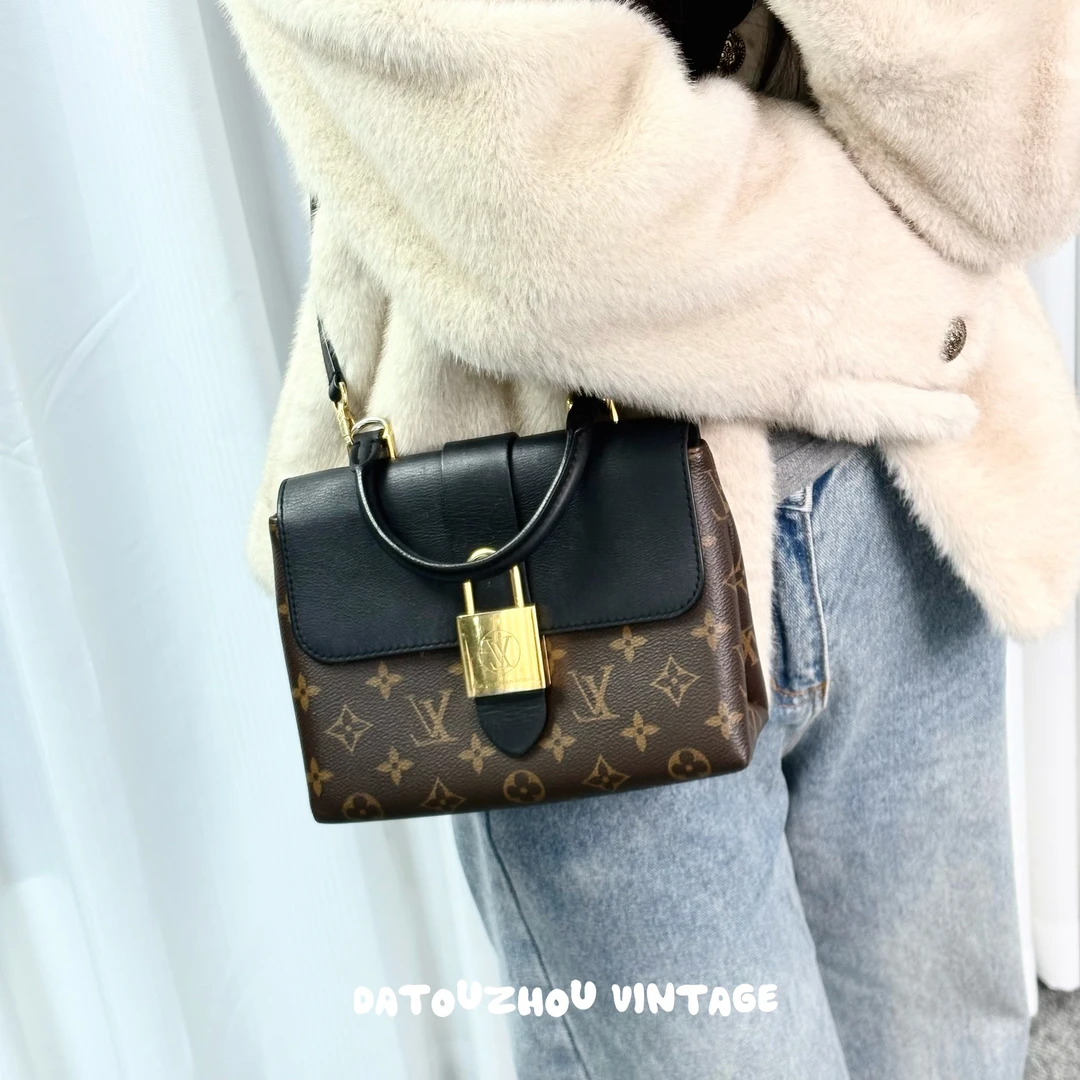 95新 LouisVuitton/路易威登 老花拼黑锁头手提斜挎包 ww
