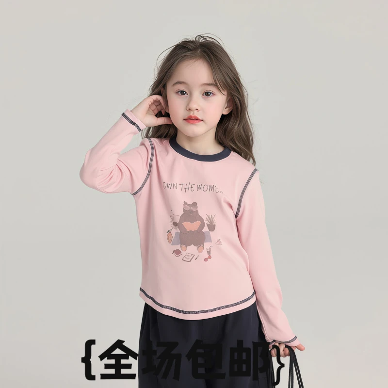 女童秋款圆领卡通上衣儿童印花长袖宝宝休闲舒适时尚洋气打底衫潮