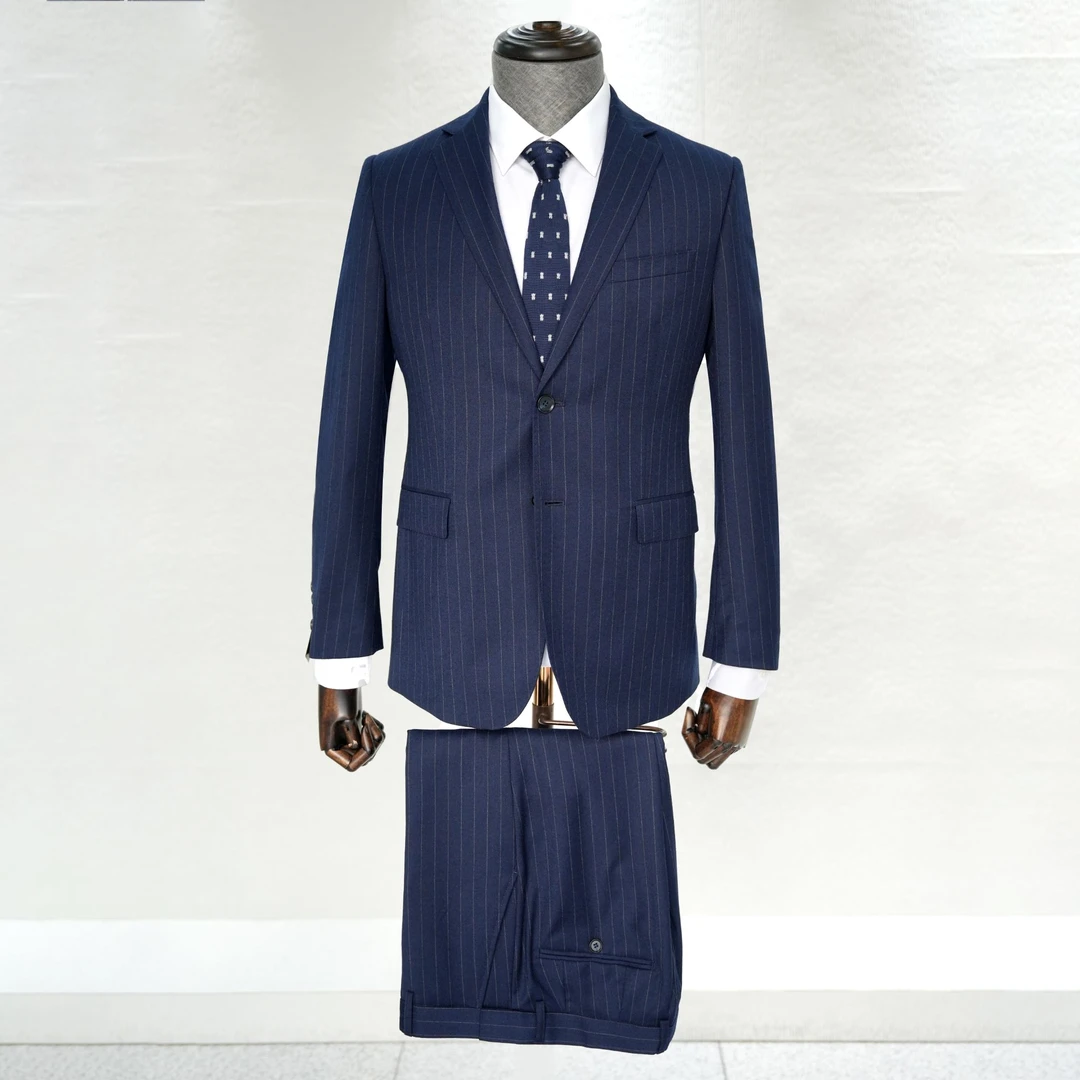 SINOER/希努尔商务藏蓝条纹修身西服/男士西装新郎2件套装B8193