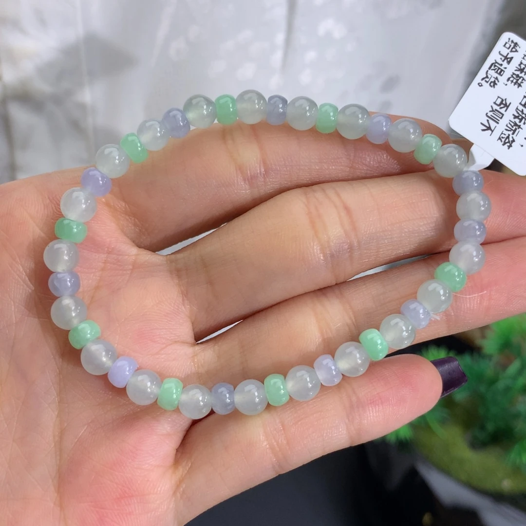 未镶嵌手串翡翠卡4.6-5.3冰胶马卡龙手串