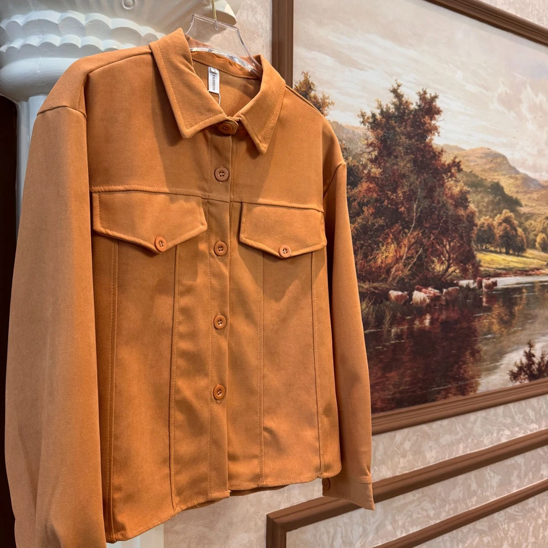 短外套秋季女潮流春季百搭简约长袖秋冬春秋休闲宽松复古纯色