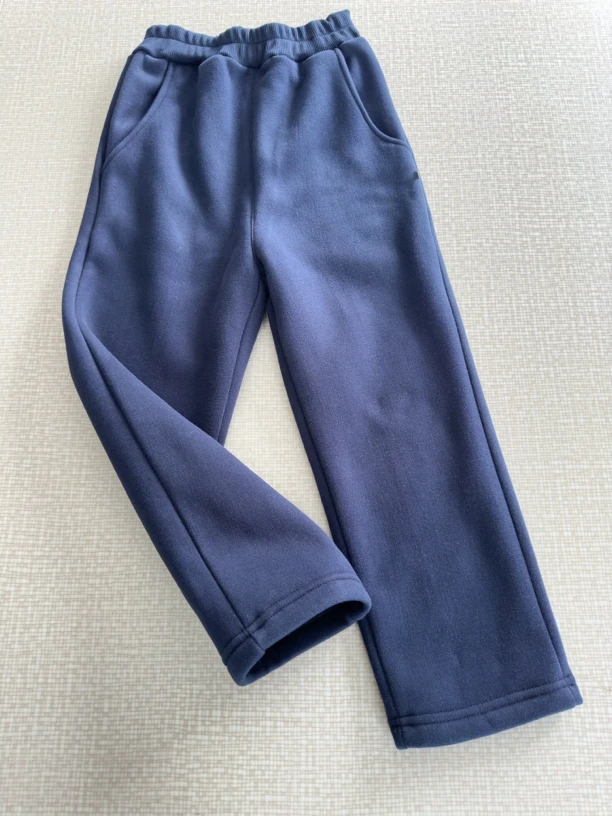 定制加绒校服裤子卫裤休闲裤宽松男女童加绒直筒中大童秋冬加厚