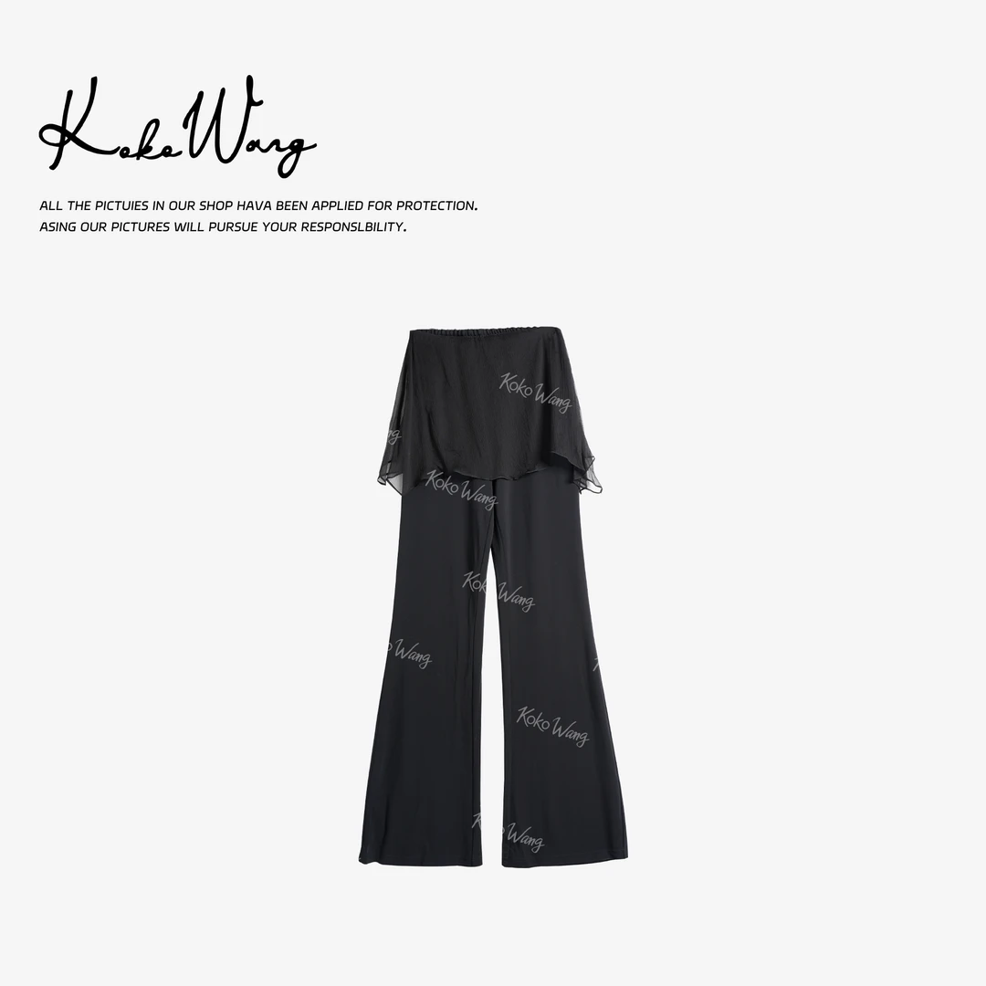 KOKOWANG夏季高腰假两件思伯莱纤维屁帘百搭休闲裤N5705E27K41