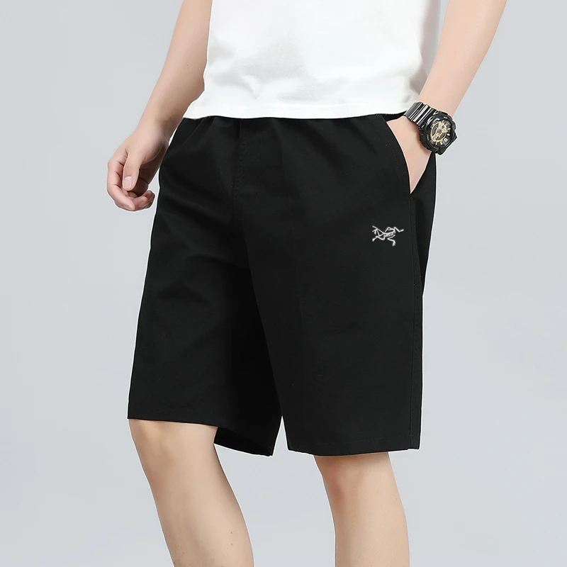 【奥莱折扣】夏季新款男士休闲直筒刺绣鸟短裤纯棉运动裤五分裤子