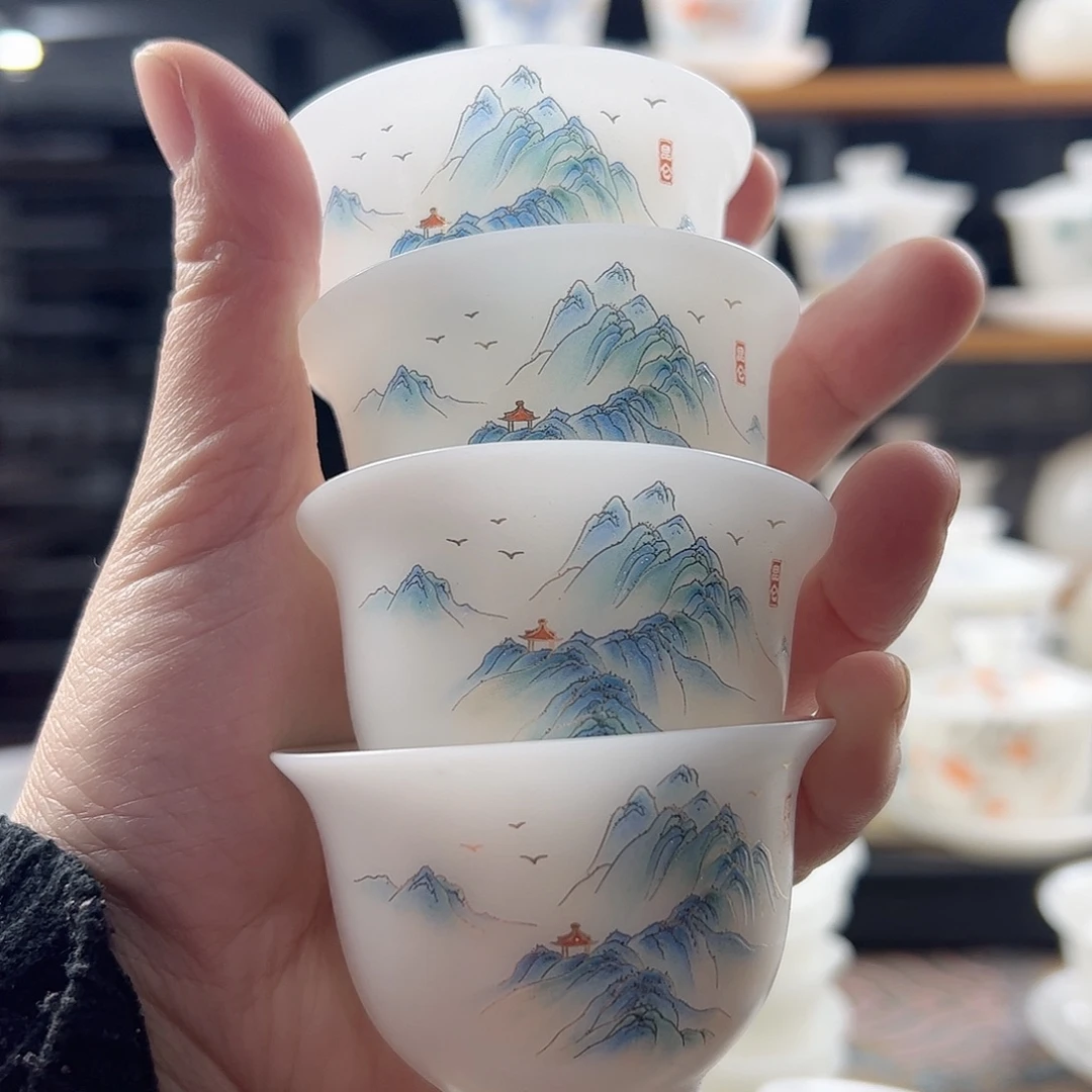 东***翁素烧璞玉反口杯6个装-昆仑龙脉