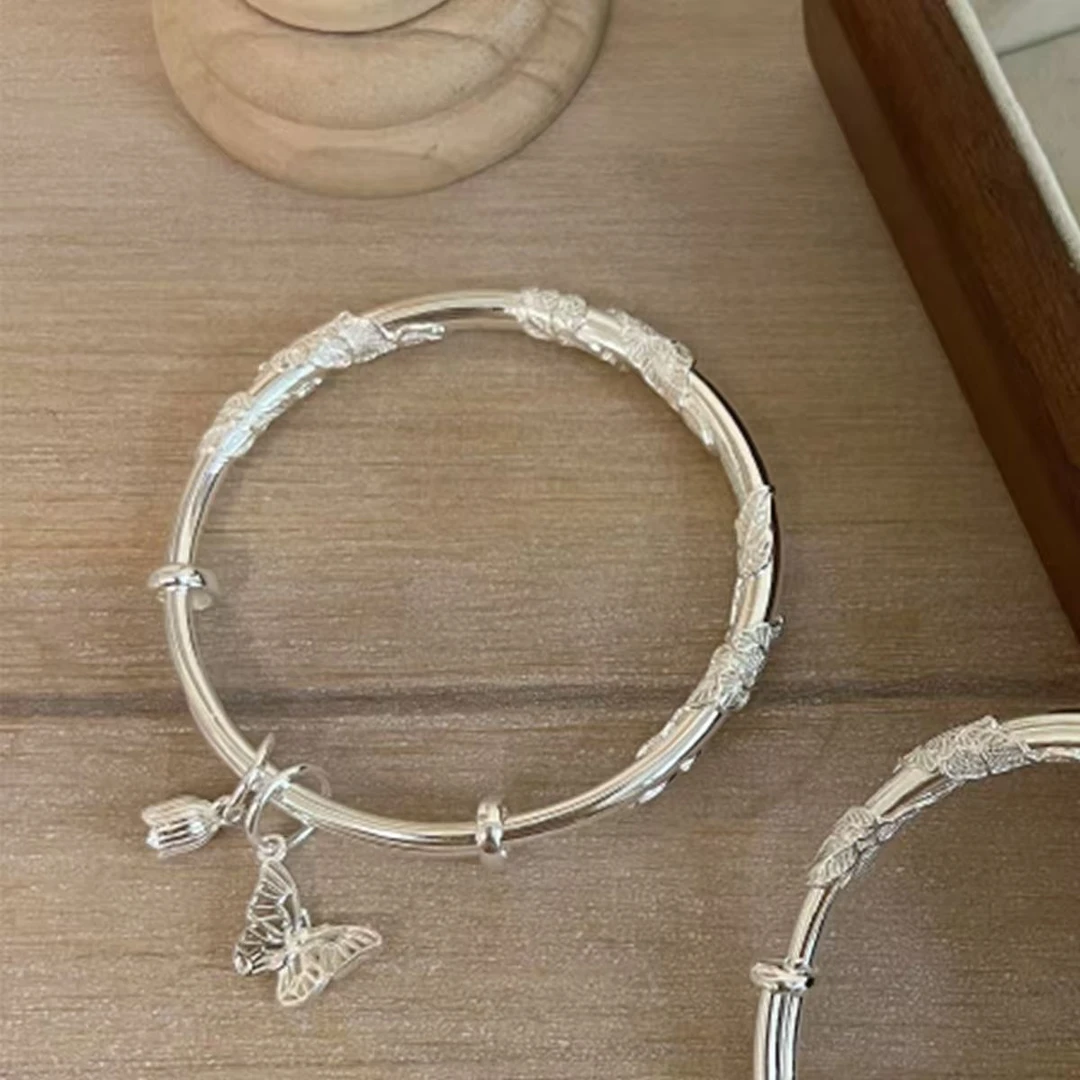 SZ103-凤祥足银   繁花似锦手镯