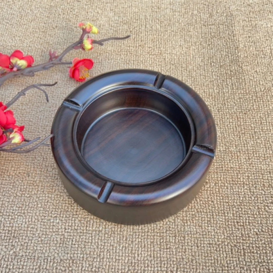 烟灰缸黑檀木 原形烟灰缸家用直径12cm
