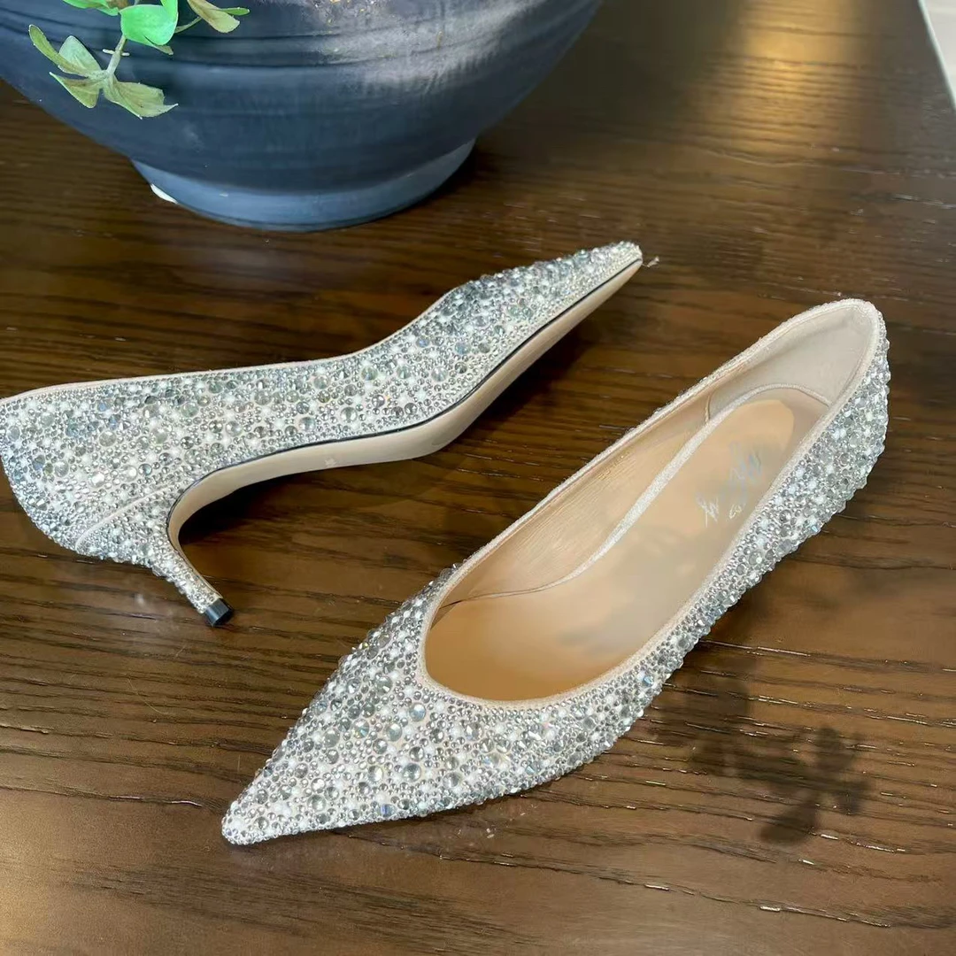 尖头水晶鞋婚鞋礼服单鞋