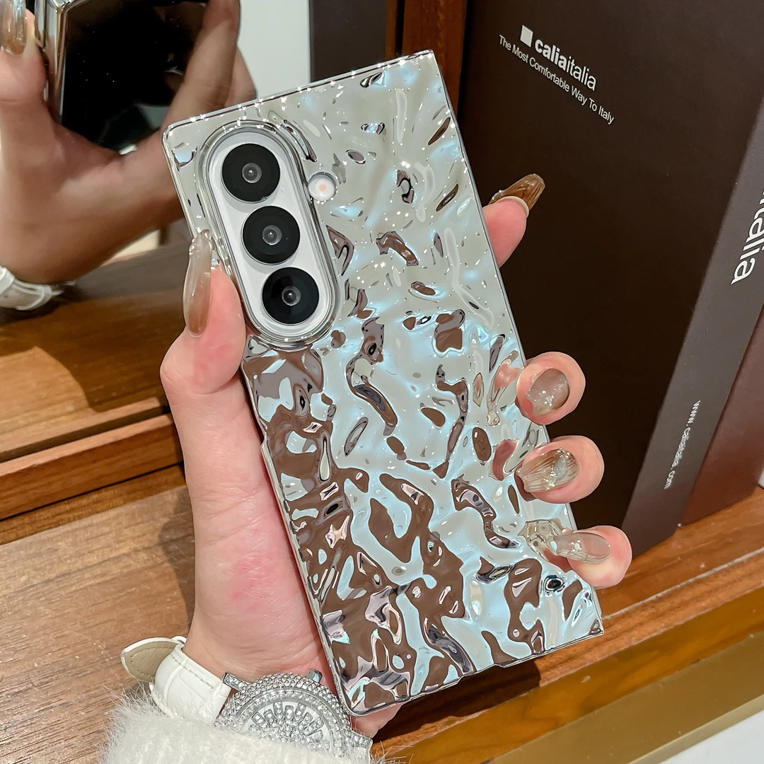 适用三星GalaxyZFold7手机壳电镀水波纹Fold6折叠小米荣耀保护套