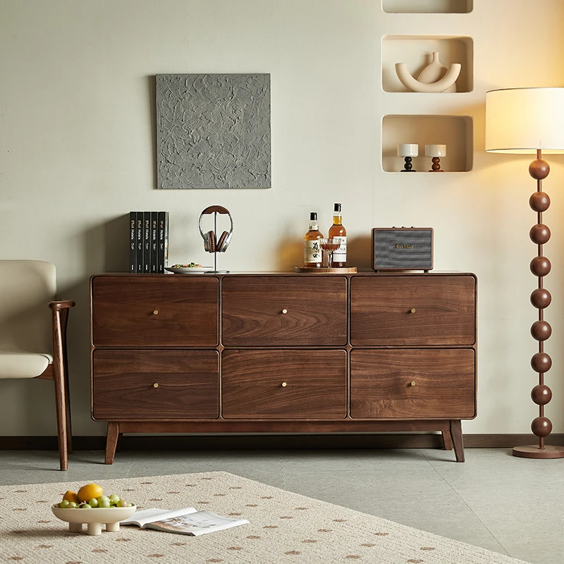 【北美黑胡桃木】六斗柜北欧简约中式轻奢全材客厅柜卧室柜百搭（ZB）