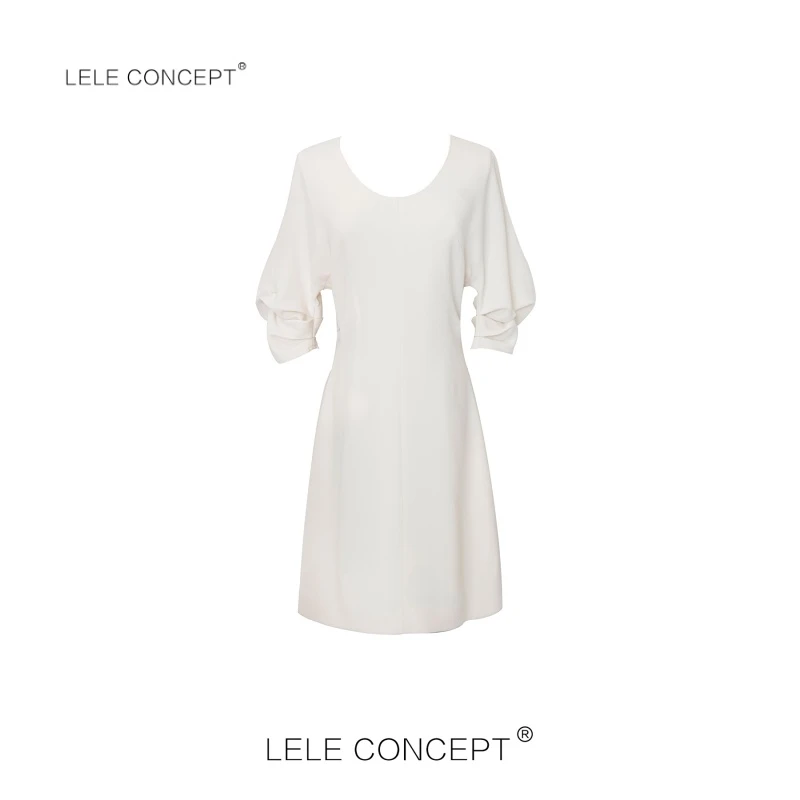 LELE CONCEPT｜「夭夭」 褶皱袖连衣裙气质轻奢法式优雅显瘦Q0244