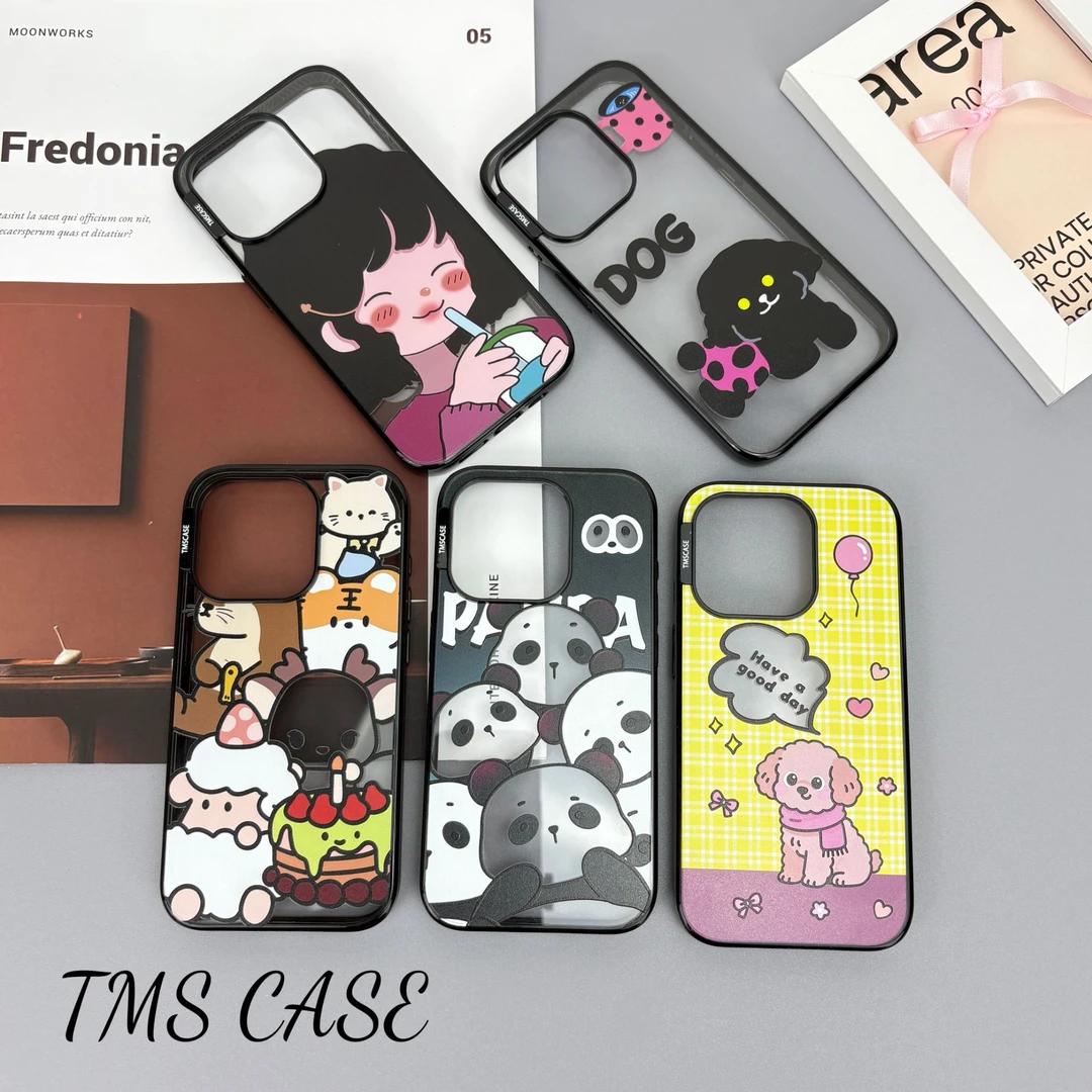 高版case镂空熊猫手机壳适用苹果16promax套边iPhone15/14防摔13p