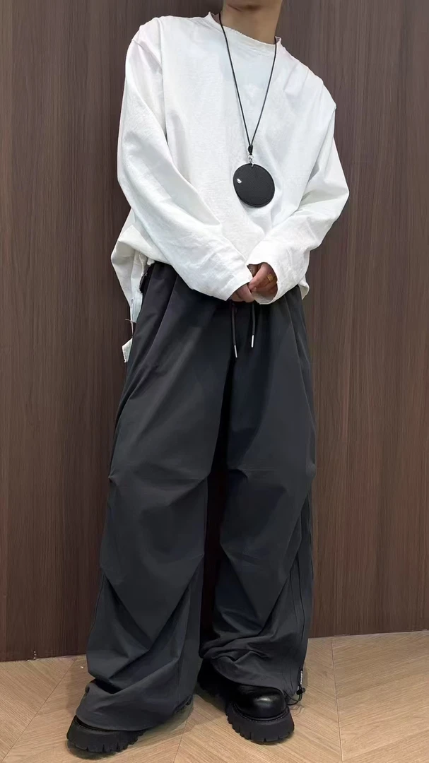 2025夏潮立体剪裁长裤直筒裤薄款休闲裤潮流户外运动百搭男士宽松