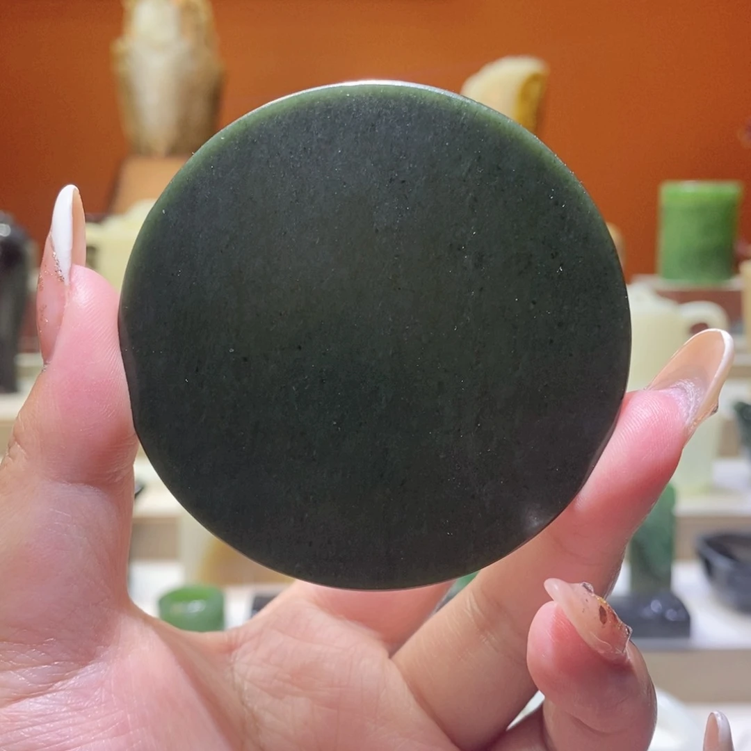 未镶嵌和田玉摆件和田玉青玉杯垫69mm