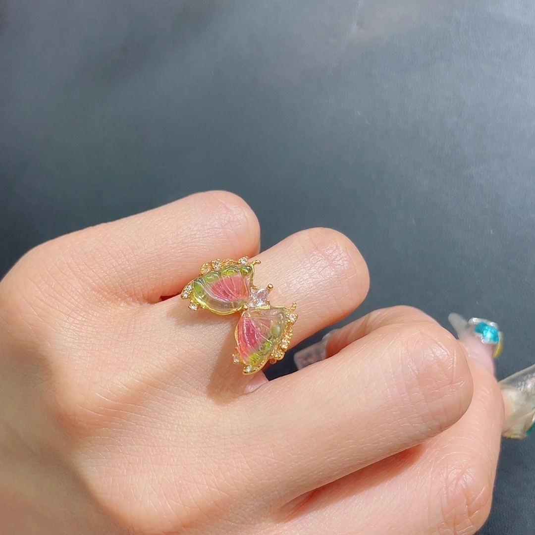 戒指碧玺未镶嵌多样性发其一