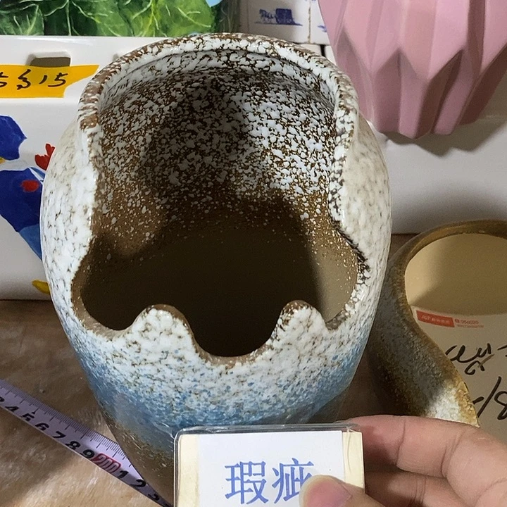 紫砂花盆多肉植物盆瑕疵有孔