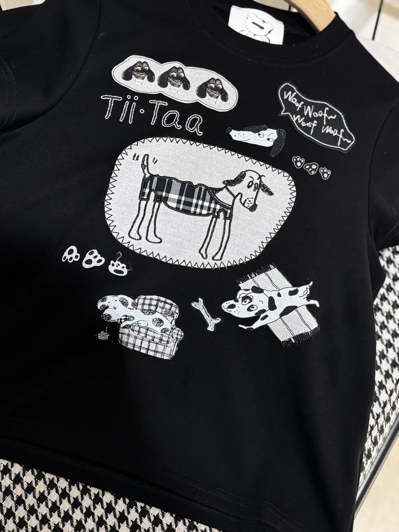 【济州岛】南油财神小狗刺绣短袖t恤