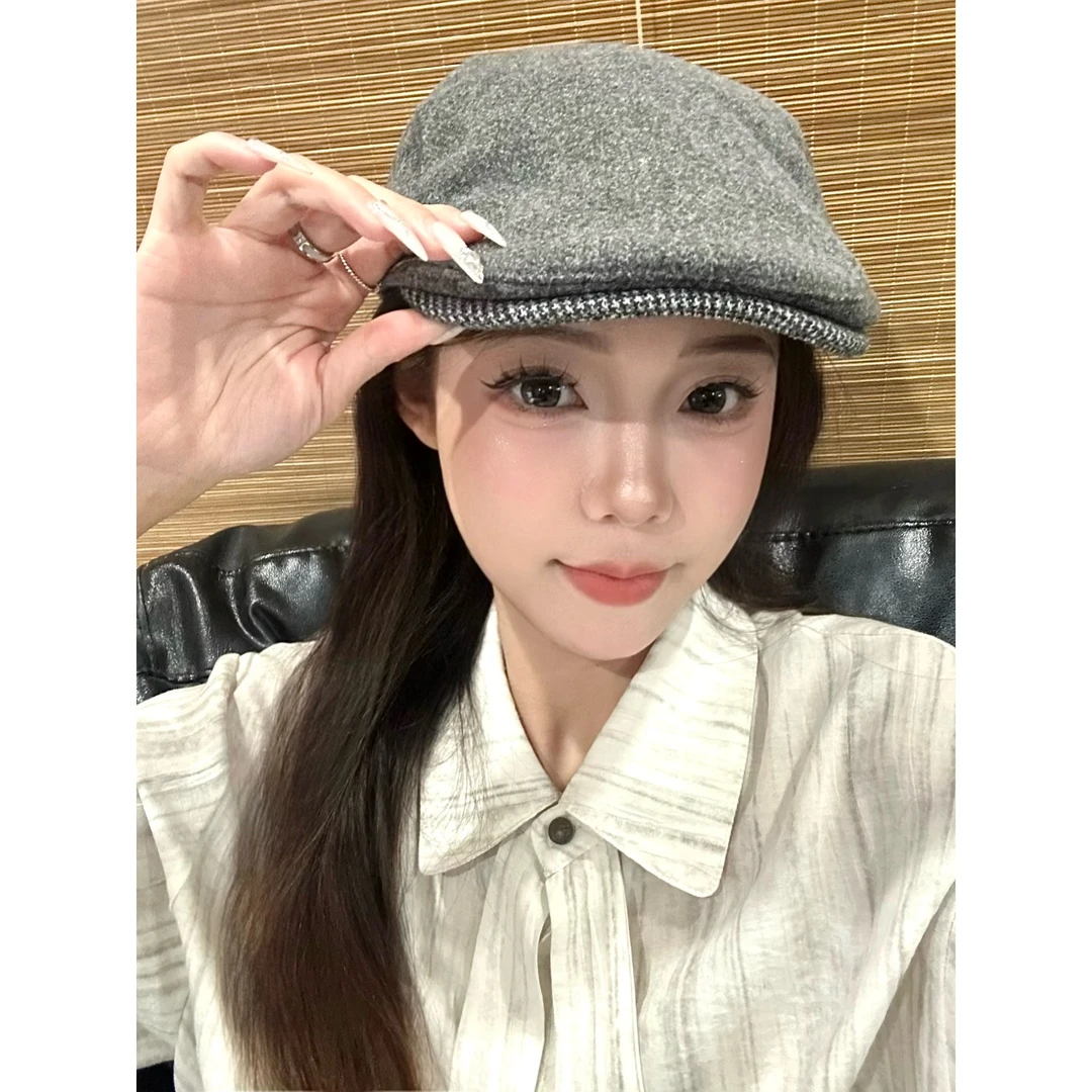 主播灰色同款搭配百搭贝雷帽