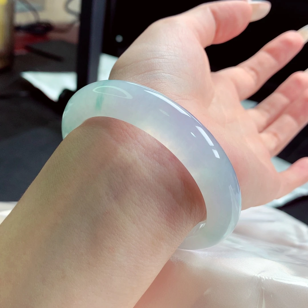 未镶嵌手镯翡翠天然缅甸翡翠A货手镯 92号上手图