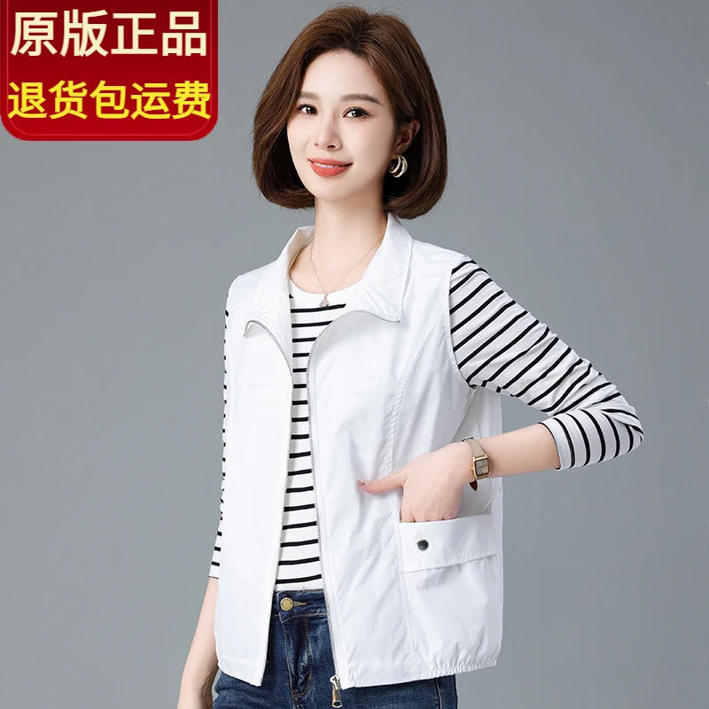 薄款马甲女2025新款春秋女士洋气显瘦宽松外搭白色短款马夹背心女