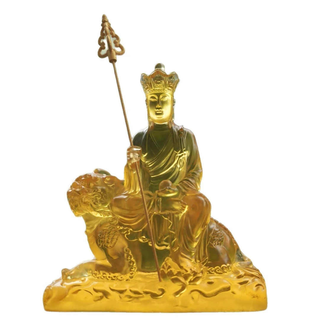 九华山谛听地藏王像水琉璃工艺家居玄关车载摆件