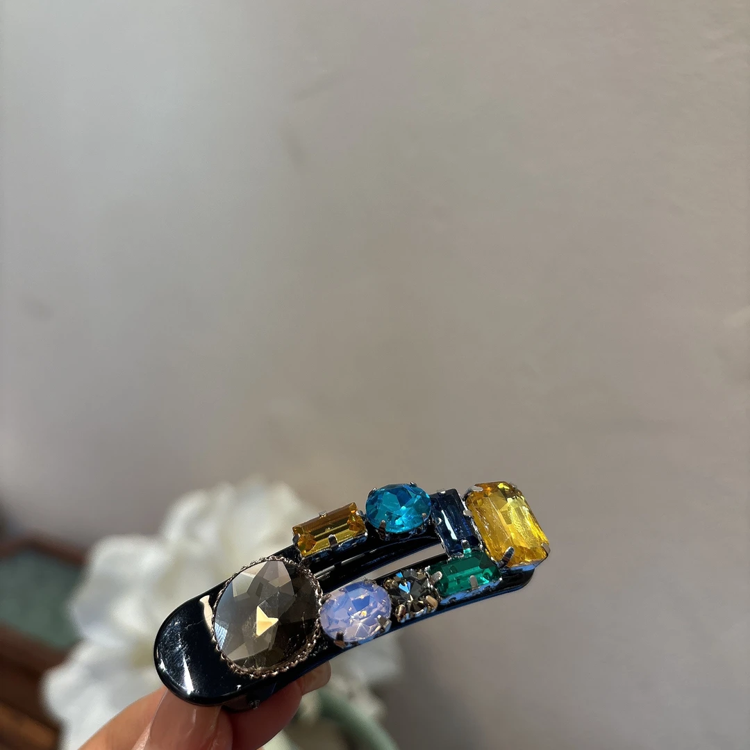 高级感彩色细闪弧形发夹Y307